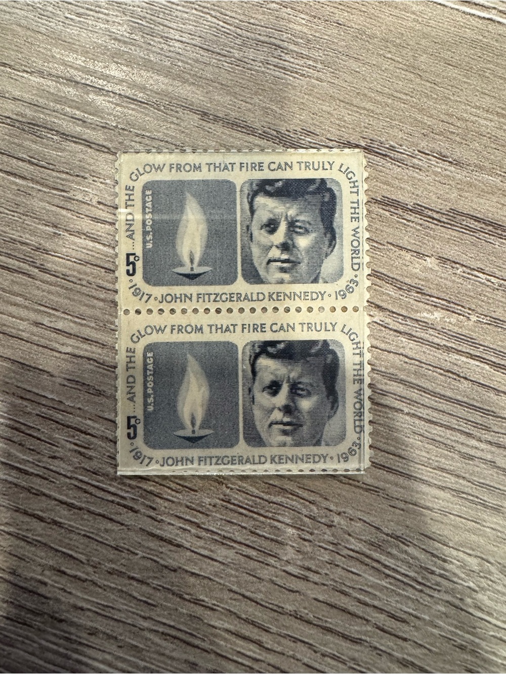 John F. Kennedy 5¢ Commemorative Stamp Pair - Blue Gray